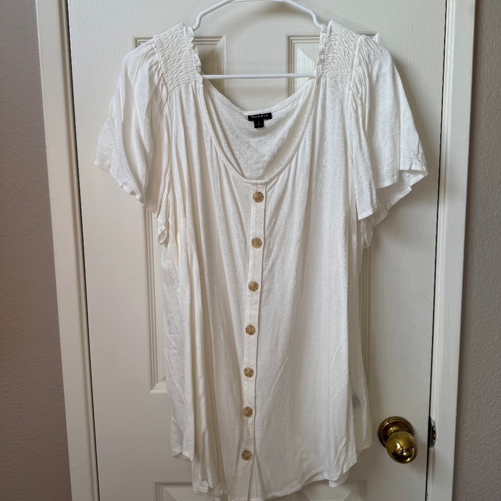White Button Blouse